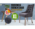 La Bella French Provincial Dining Chair Amour Oak Fabric Studs Retro - Black