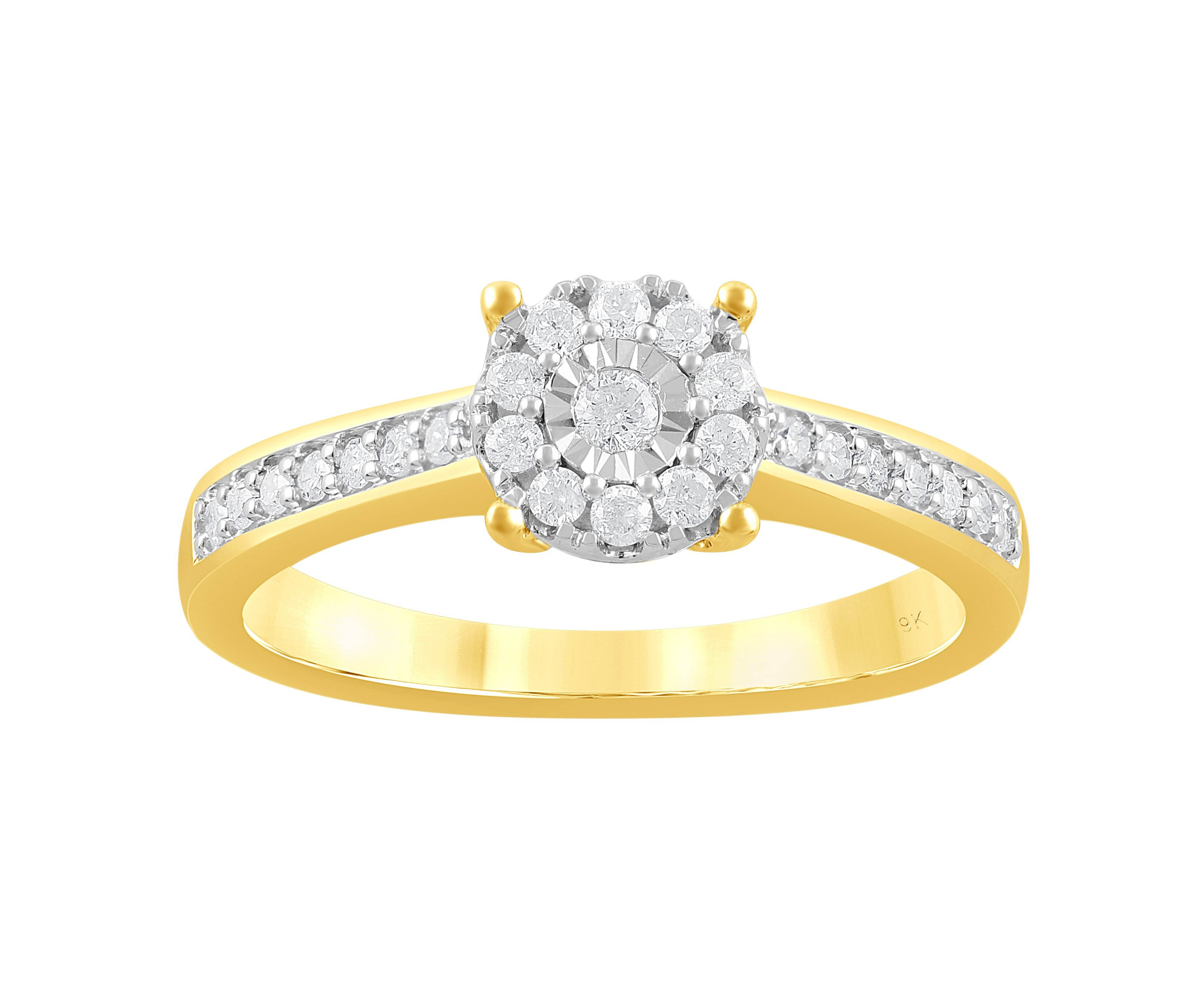 Bevilles Miracle Shoulder Ring with 1/4ct of Diamonds in 9ct Yellow ...