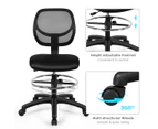 Giantex Ergonomic Drafting Chair Tall Office Armless Mesh Chair w/Lumbar Support Adjustable Footrest & Casters