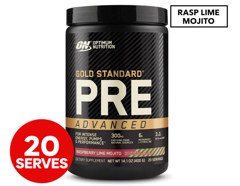 Optimum Nutrition Gold Standard Pre Advanced Raspberry Lime Mojito 400g / 20 Serves