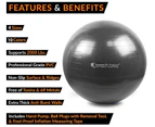 (75 cm, Black) - Exercise Ball for Yoga, Balance, Stability from SmarterLife - Fitness, Pilates, Birthing, Therapy, Office Ball Chair, Classroom Flexible S