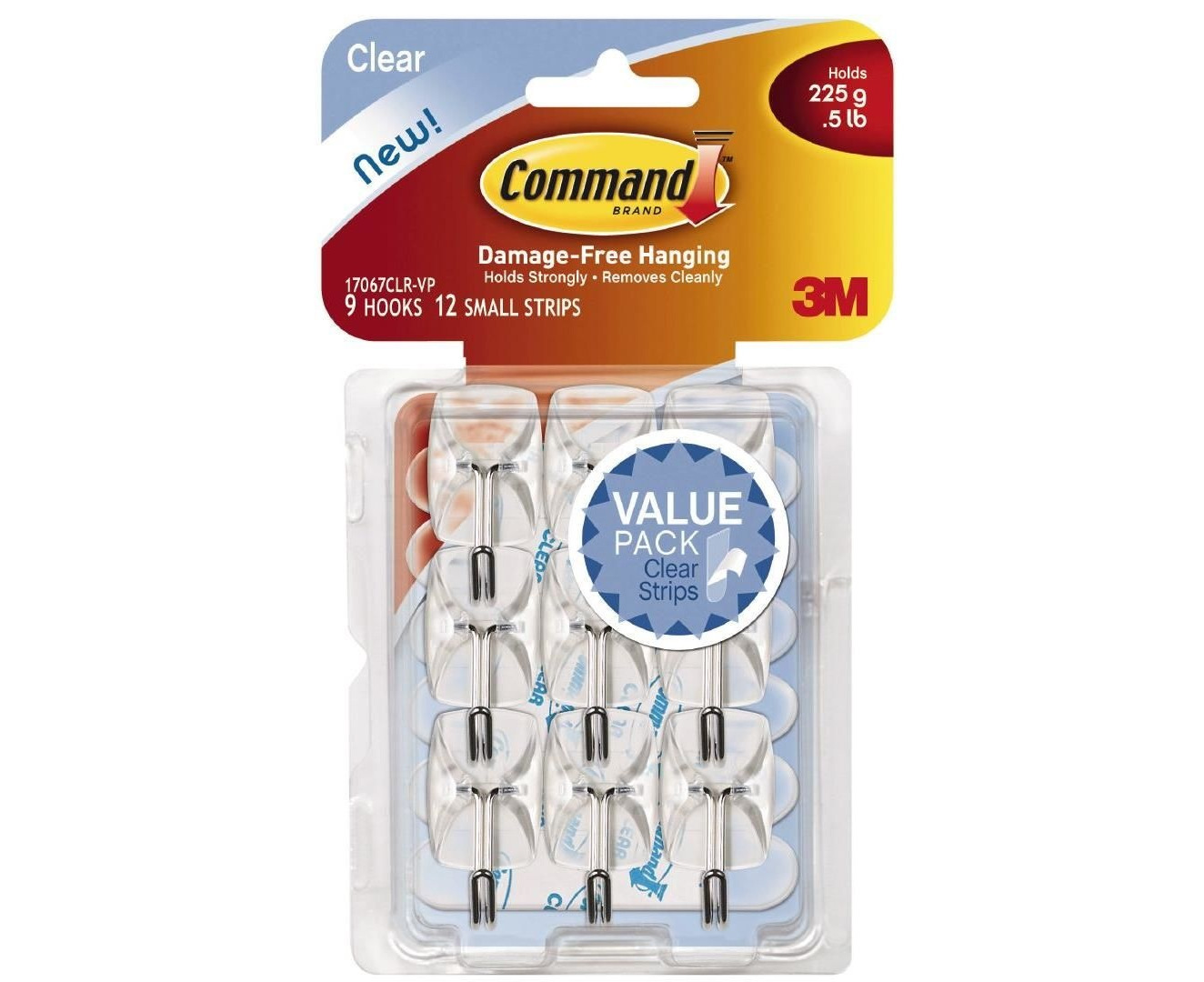 3M Command Mini Clear Hook (Holds)0.23kg, Pack of 6
