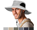 (One Size, Light Grey) - Sun Cube Premium Boonie Hat | Wide Brim Adjustable Chin Strap | Outdoor Fishing, Hiking, Safari, Summer Bucket Hat | UPF 50+ Sun P