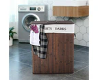 Bamboo Laundry Hamper Basket Wicker Clothes Storage Bag & Lid - Dark Brown