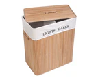 Bamboo Laundry Hamper Basket Wicker Clothes Storage Bag & Lid - Natural Brown