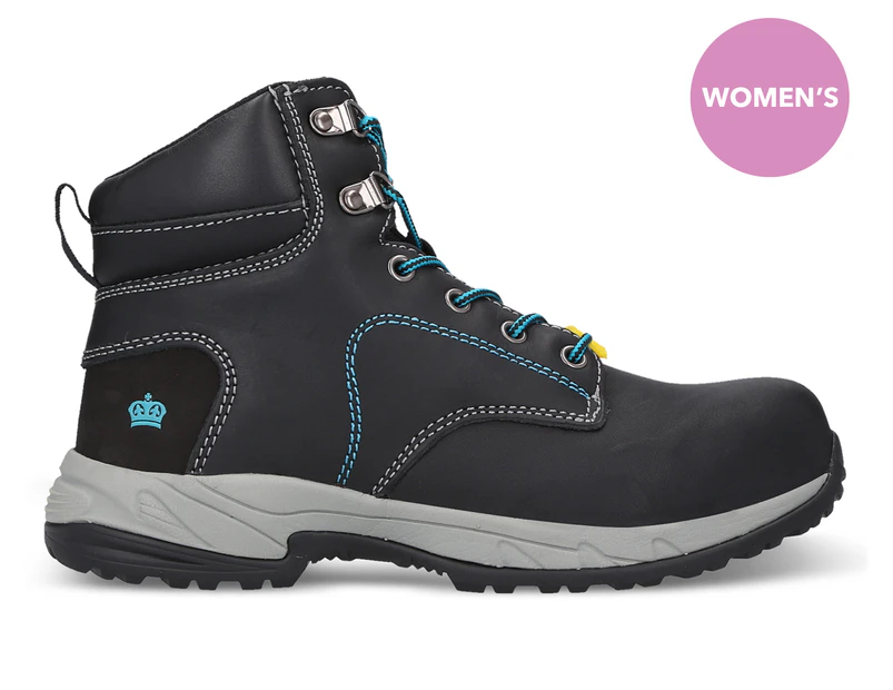 KingGee Women's Tradie Side Zip Work Boots - Black/Teal
