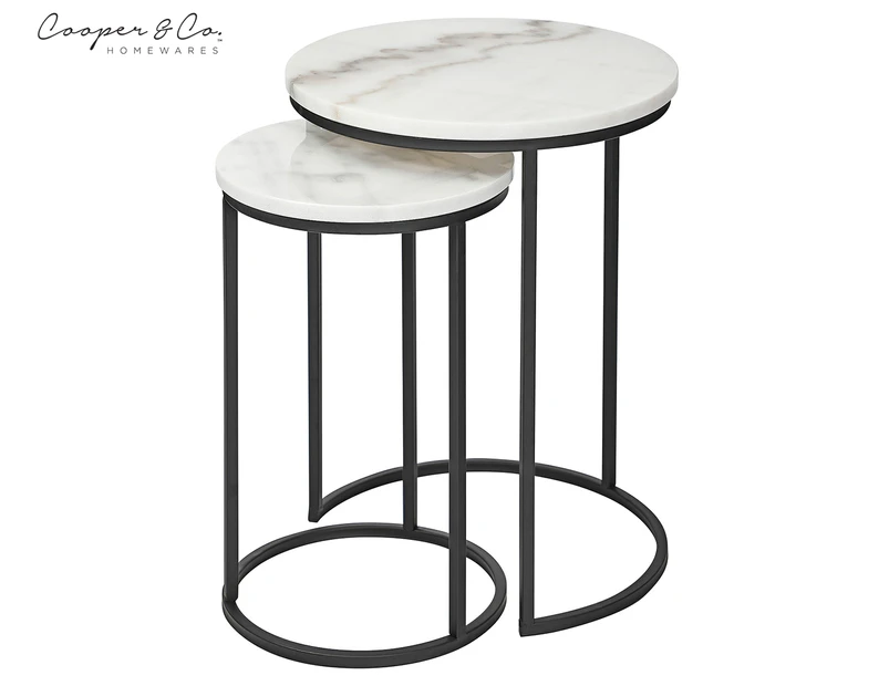 Cooper & Co. 2-Piece Marble Ada Nested Side Table Set - Black/White