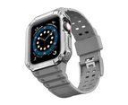 Strapmall Apple Watch Band with Protective Frame Uni-body Shockproof TPU Strap for iWatch Series SE 6 5 4 3 2 1-GreySilver