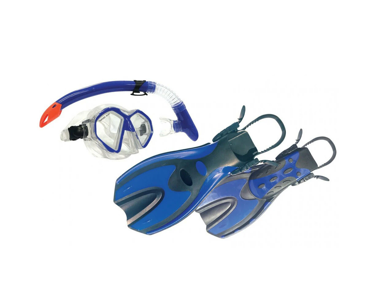 Land & Sea Sports Australia Snorkel Flipper/Glasses/Fins/Goggles S/M Adult BLU