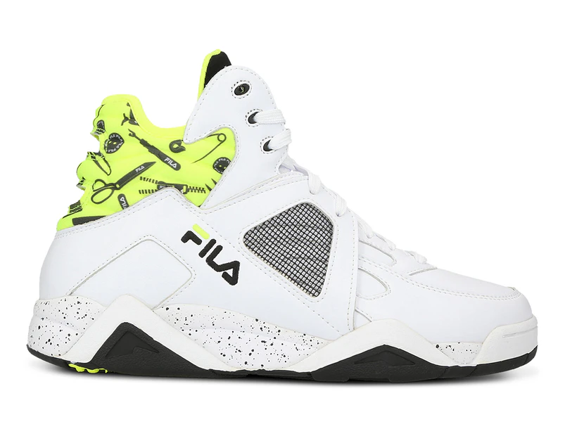 Fila Men's Cage Mid DIY Sneakers - White/Safety Yellow/Black