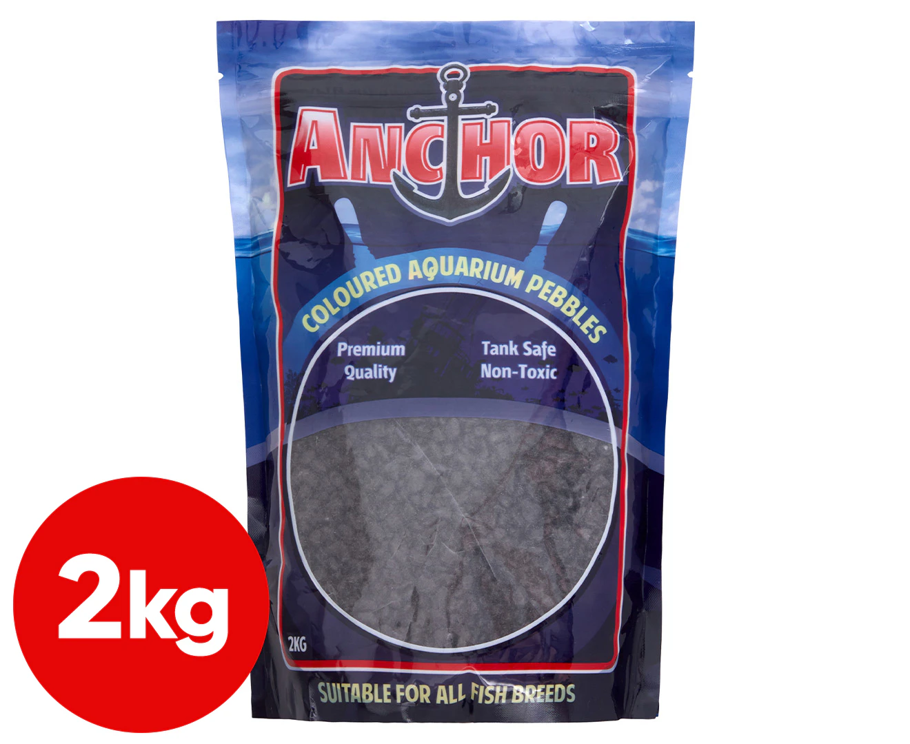 Anchor Coloured Aquarium Pebbles 2kg - Black