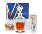 Nou Living Luxury Crystal Whiskey Decanter Set with 6 Crystal Whiskey Glasses | 11-Piece Whisky Decanter Gift Set | ELEGANCE 1