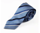 Mens Baby Blue & Black Striped Patterned 8cm Neck Tie Polyester