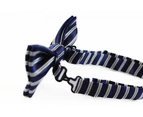 Boys Navy With White Stripes Patterned Bow Tie Polyester