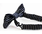 Boys Navy With Thin White Stripes Patterned Bow Tie Polyester