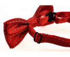 Boys Red With White & Black Dots Patterned Bow Tie Polyester