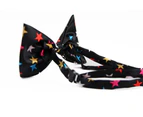 Boys Black With Multicoloured Stars Patterned Bow Tie Polyester