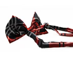 Boys Red, Black & White Plaid Patterned Bow Tie Polyester
