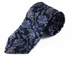 Mens Blue, Grey & Black Boho Paisley Patterned 8cm Neck Tie Polyester