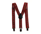 Boys Adjustable Red Train Tracks Patterned Suspenders Fabric