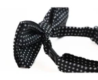 Boys Black Bow Tie With White Polka Dots Polyester