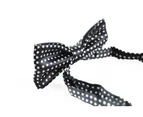 Boys Black With White Small Polka Dots Patterned Bow Tie Polyester