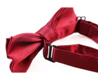 Boys Maroon Plain Bow Tie Polyester