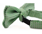 Boys Light Green Polka Dot Pattern Bow Tie Polyester