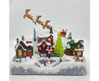 Christmas Snowy Hillside Village with Reindeer Santa Animated Musical Lighted Winter Scene with House Sakters Xmas Tree