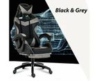 Gaming Chair Office Chair Computer Executive Chair Seating Footrest Racer [Colour: BLACK+GREY]
