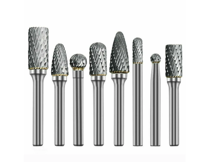 8Pcs 1/4" 6mm Shank Tungsten Carbide Rotary Carving Bits