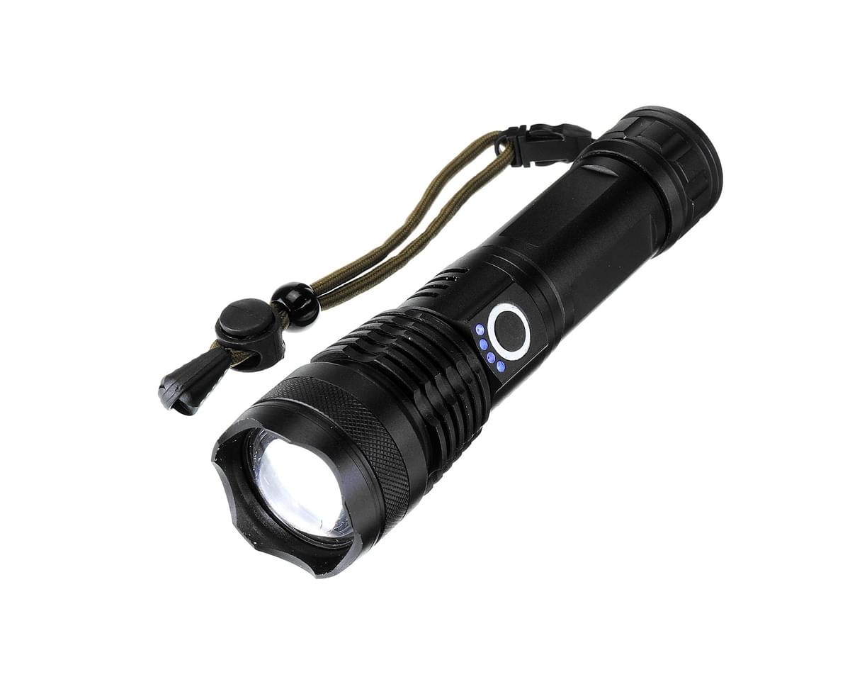 black, P50 XHP70 LED Rechargeable Flashlight,Tactical USB,Super Bright 10000 Lumen,IPX4 Water Resistant,5 Lighting Modes Zoomable Torch Light for Camping Hiking Cycling,Included 18650 Battery 