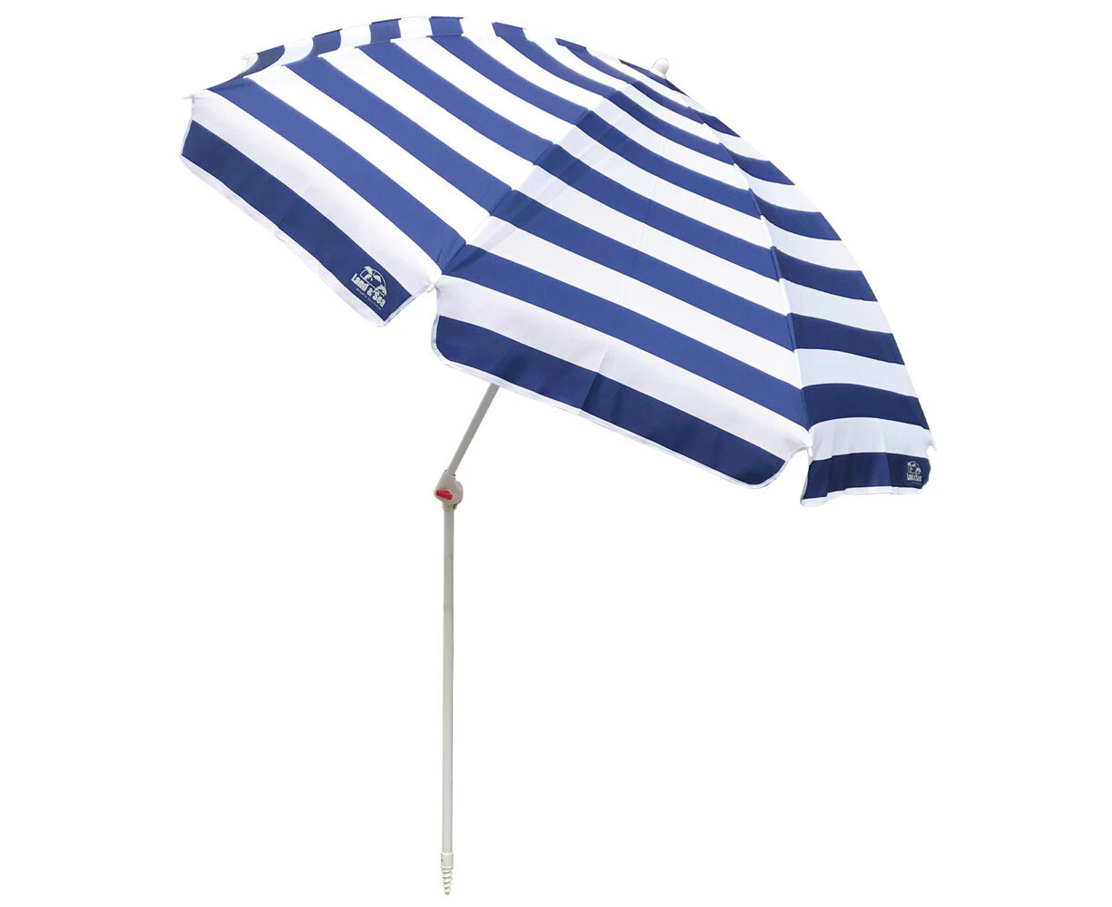 Land & Sea Sports 2m Resort Tilt Beach/Outdoor Standing Umbrella BLU/WHT Stripe