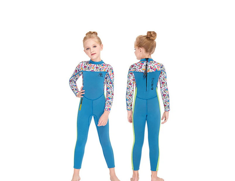 Adore 2.5MM Kids Thermal Wetsuit One-piece Thick Long Sleeve Swimsuit-M150558K-Blue