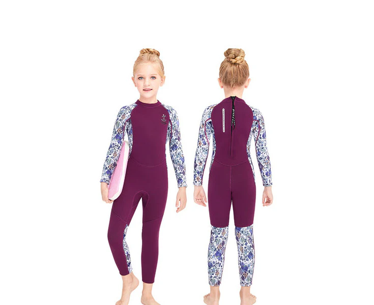 Adore Girls' Wetsuit 2.5mm+ Warm One-piece Long-sleeved Thickened Wetsuit For Big Kids-M150557K-Purple