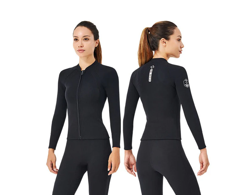 Adore 2MM Wetsuit Split Top Long-sleeved Snorkeling Suit Cold And Warm Wetsuit For Women-D240002-Black