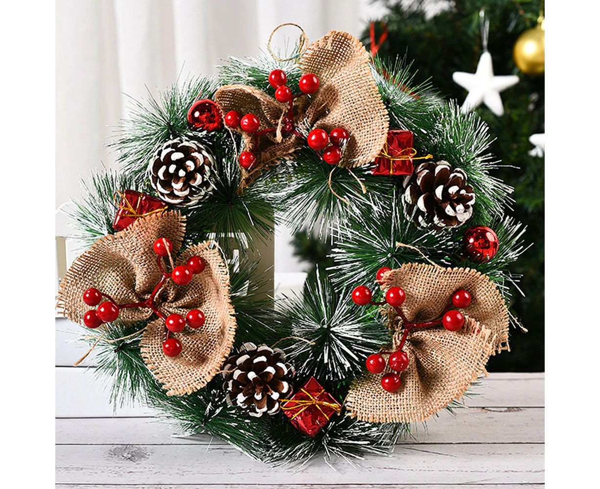 Christmas Wreath Xmas Tree Hanging Decor Party Door Wall Garland Ornaments - B