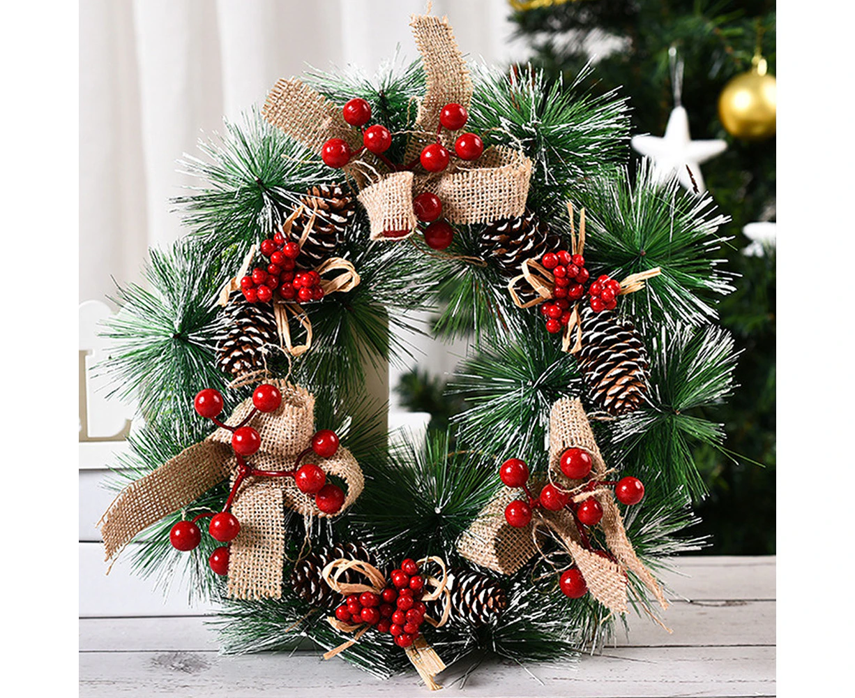 Christmas Wreath Xmas Tree Hanging Decor Party Door Wall Garland Ornaments - A