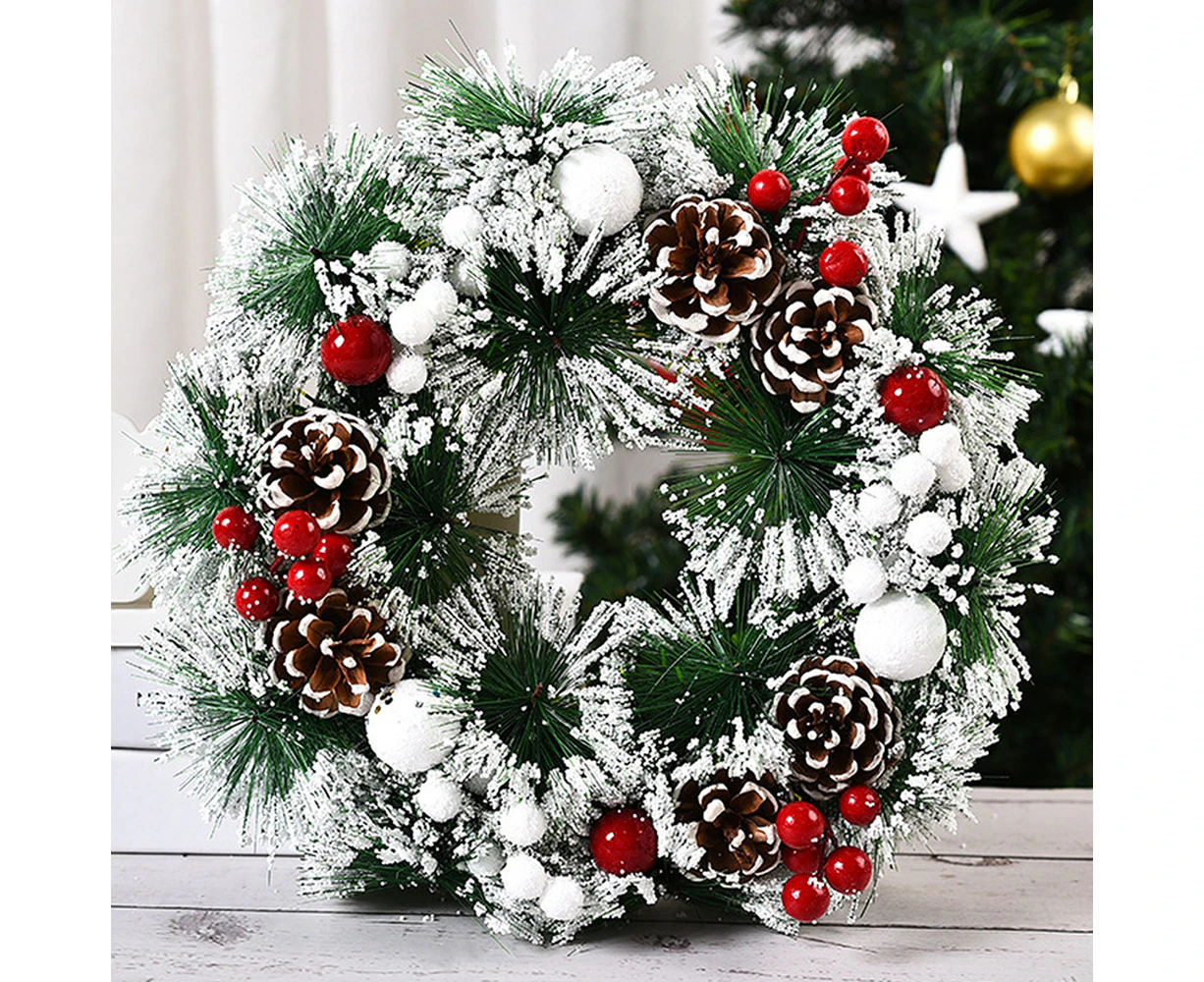 Christmas Wreath Xmas Tree Hanging Decor Party Door Wall Garland Ornaments - D