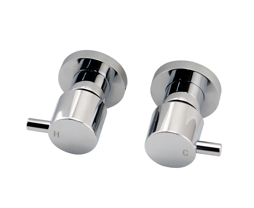 Round Cubic Shower taps Basin Bath hot cold taps wall taps Top Assemblies 1/4 Turn Chrome WaterMarked