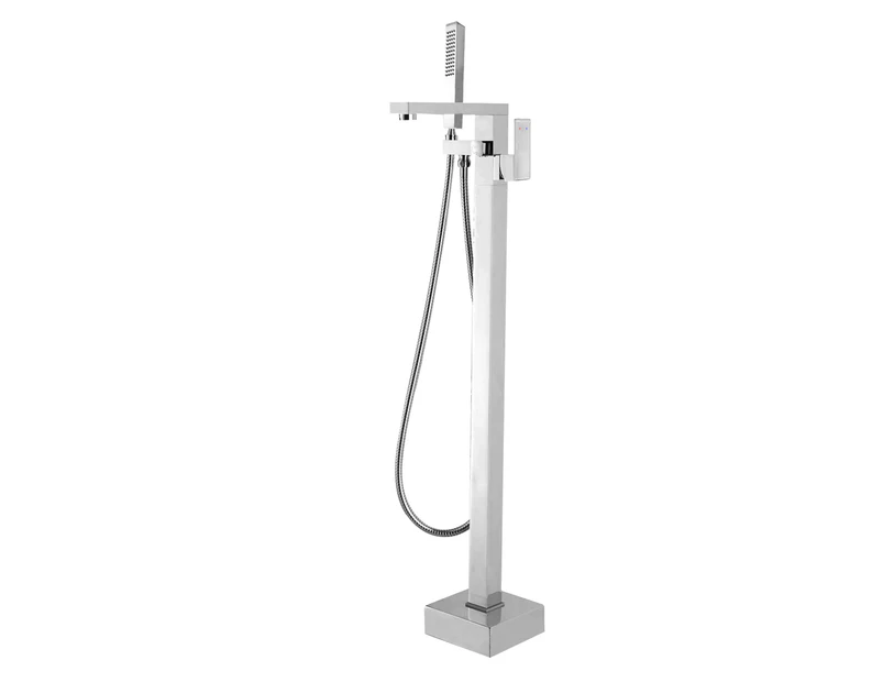 Freestanding Shower Mixer with Handheld head Square Chrome Bathroom Bathtub spout tap
