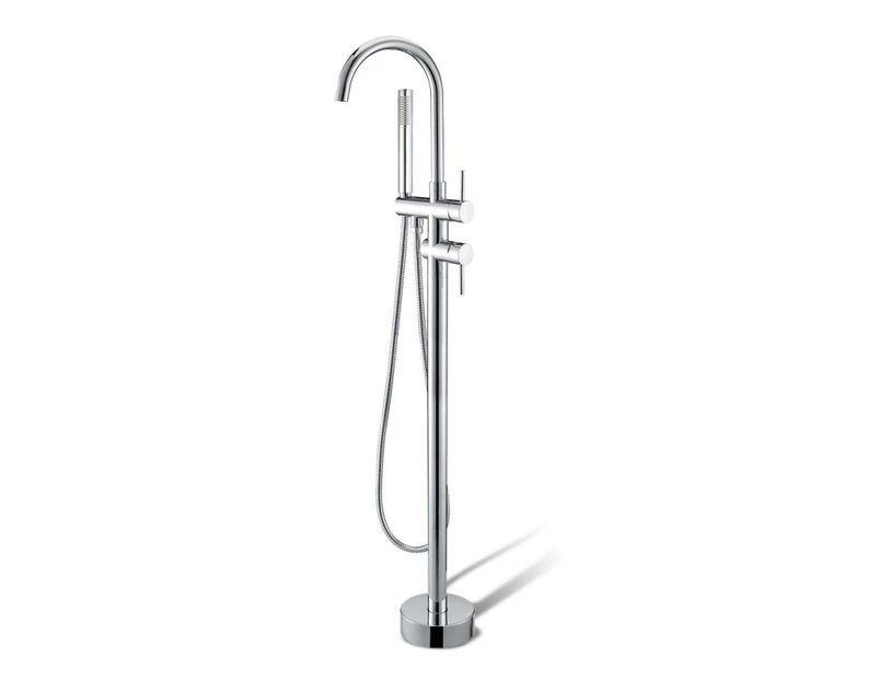 Freestanding Shower Mixer with Handheld head Round Chrome Bathroom Bathtub spout tap