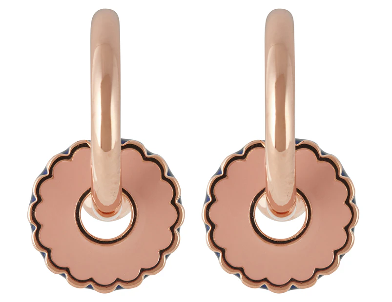 Marc Jacobs The Medallion Hoop Earrings - Rose Gold/Blue
