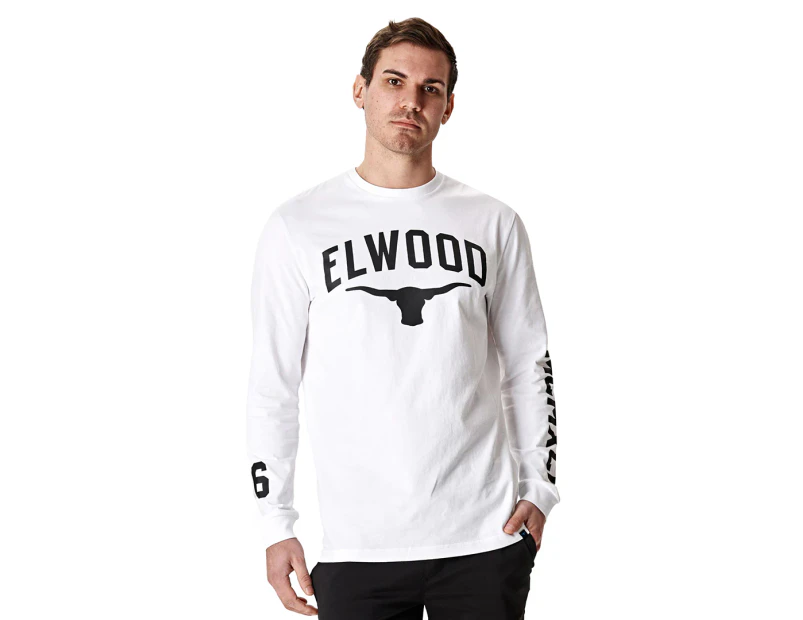 ELWD Workwear Men's 96 Long Sleeve Tee / T-Shirt / Tshirt - White/Black/Blue