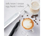 USB Charging Electric Egg Beater Milk Frother Handheld Drink Coffee Foamer Black with 2 Stainless Steel Whisks