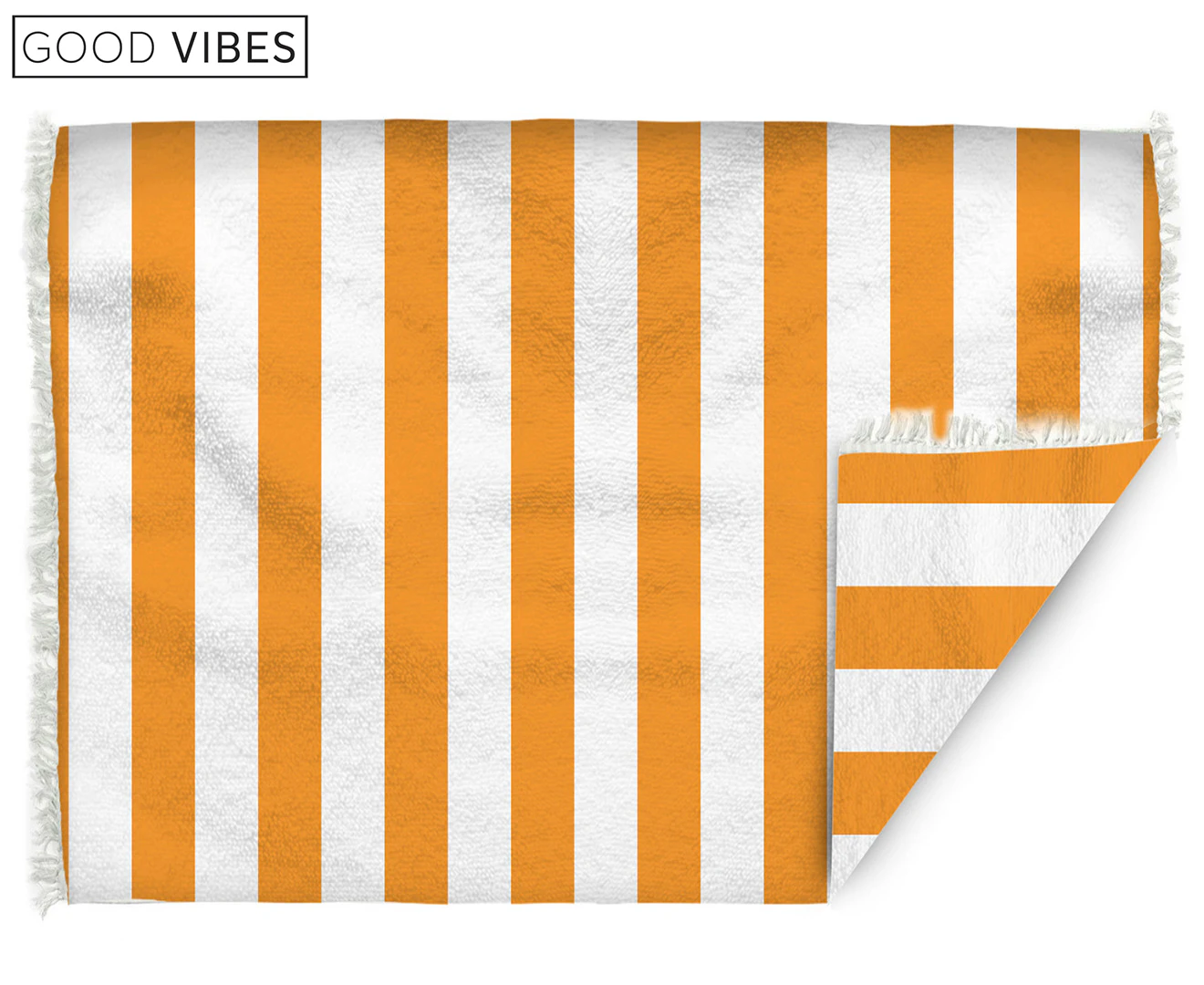 Good Vibes 180x150cm Microfibre Retro Jumbo Beach Towel w/ Cotton Back Mango