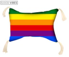 Good Vibes Inflatable Pillow w/ Tassels - Rainbow
