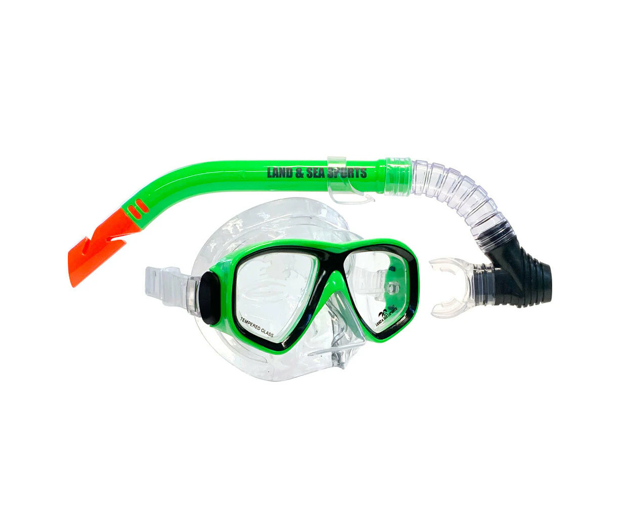 Land & Sea Sports 10y-Adult Underwater Swim Silicone Mask & Snorkel Set Lime