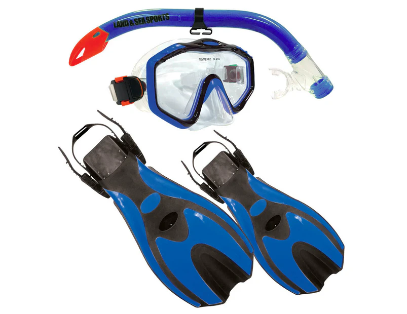 Land & Sea Sports 5-9y Porpoise Junior Snorkel Blue Flipper/Glasses/Fin Goggles
