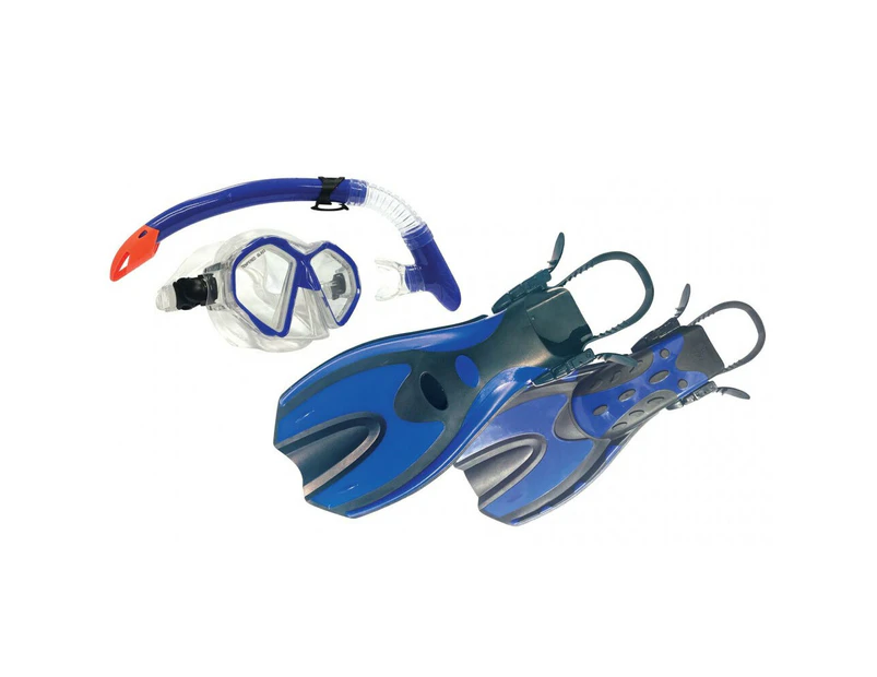 Land & Sea Sports 8-12y Porpoise Complete Youth Snorkel BLU Fin/Flipper/Glasses